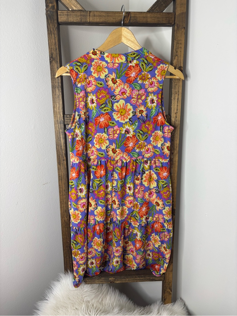 Dear Scarlett Sleeveless Floral Tiered Mini Dress - Purple Multi - Picture 4 of 4